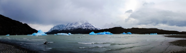 Going down to the lake to see fragments of the Grey Glacier :)